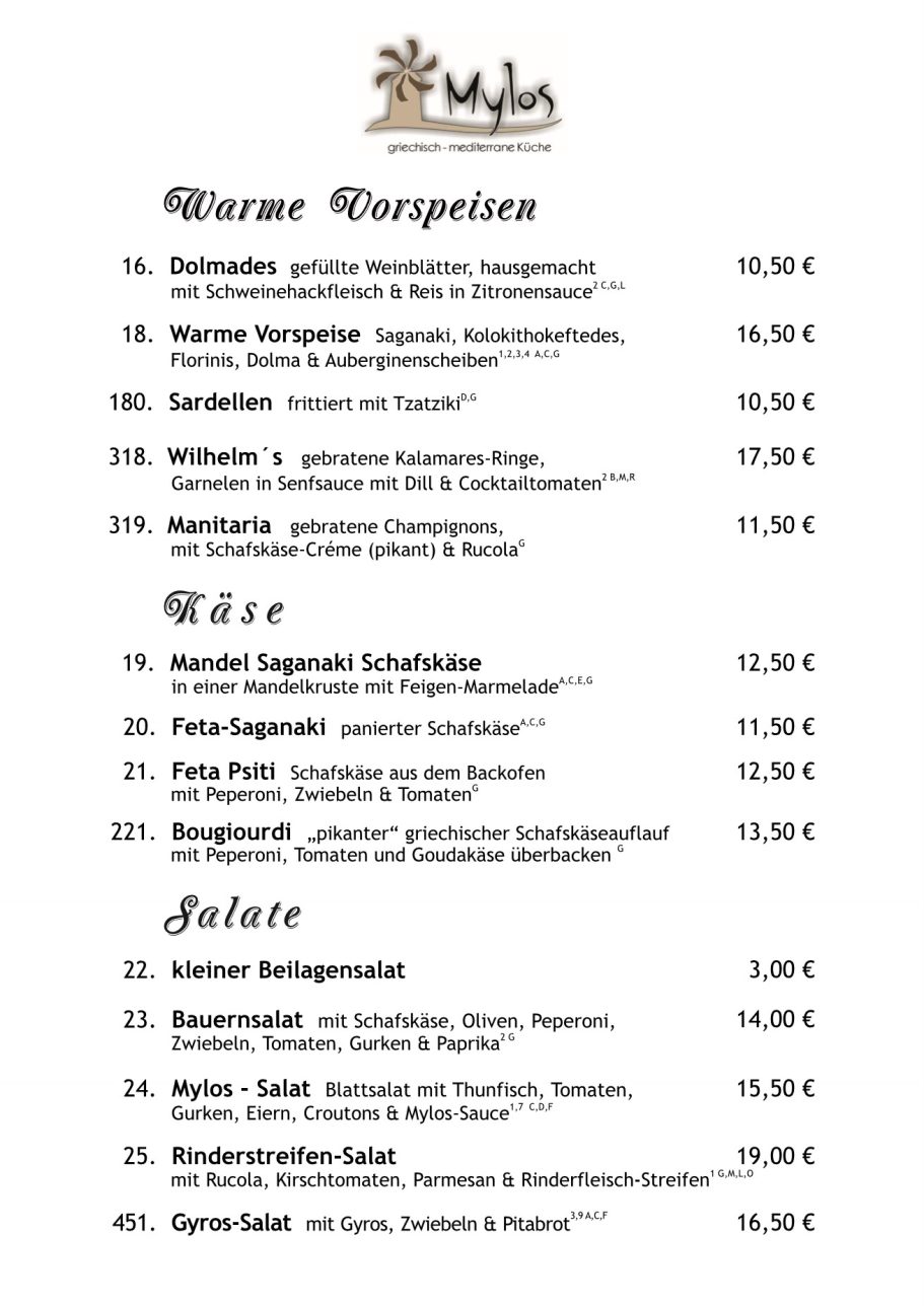 Vorspeisen, Käse, Salate