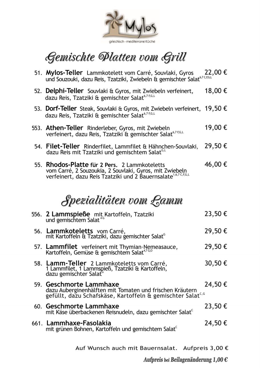 Platten vom Grill, Lamm